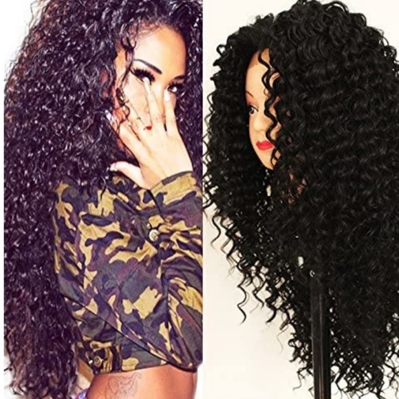 ?24” BLACK KINKY CURLY LACE FRONT WIG? *NEW*
?